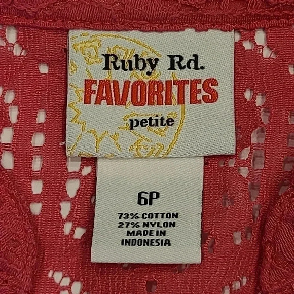 Eyelet Lace Tops Blouses Lot of 4 Ruby Rd. Petites White Hot Pink Turquoise 6 - Picture 5 of 16